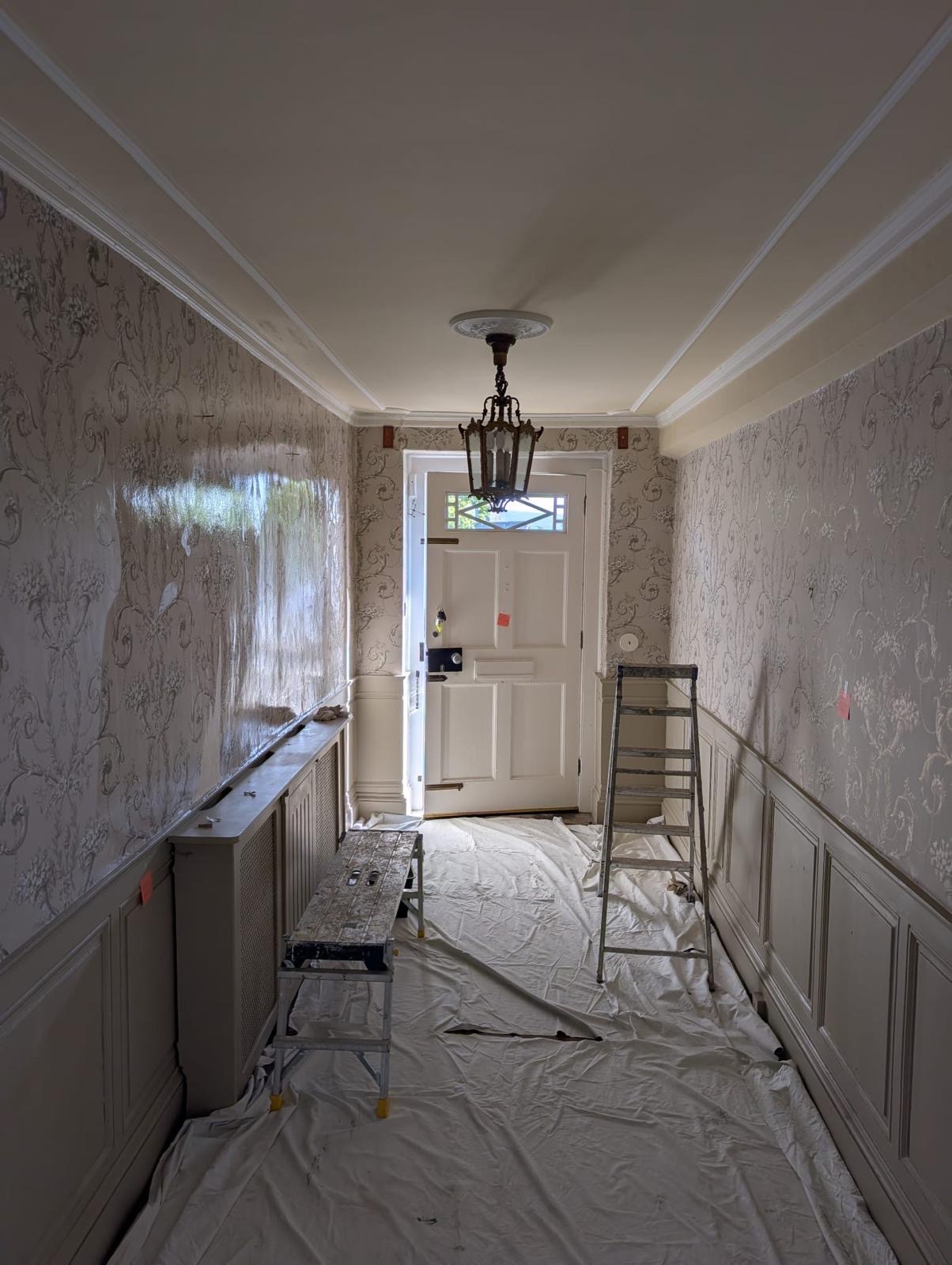 Doors and architraves being restored and prepared